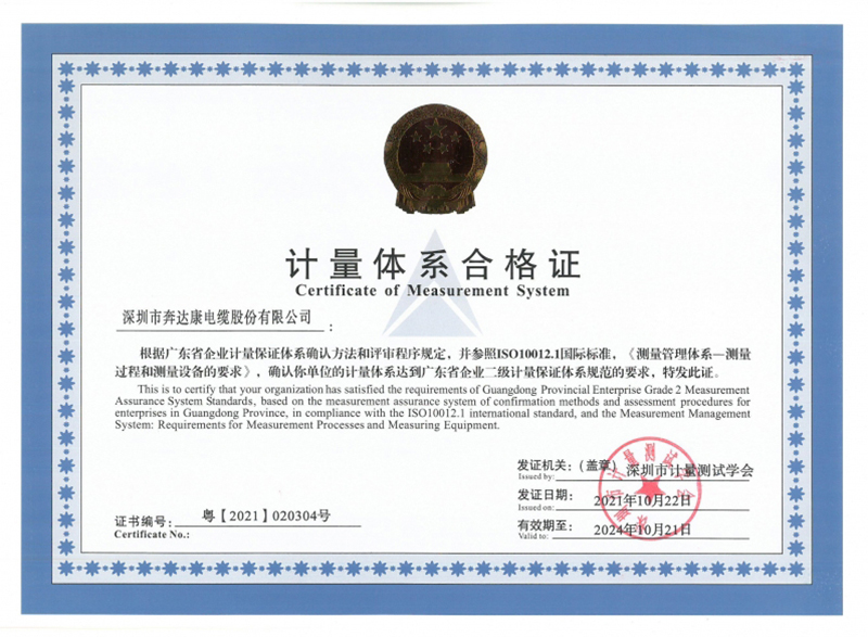 计量体系合格证